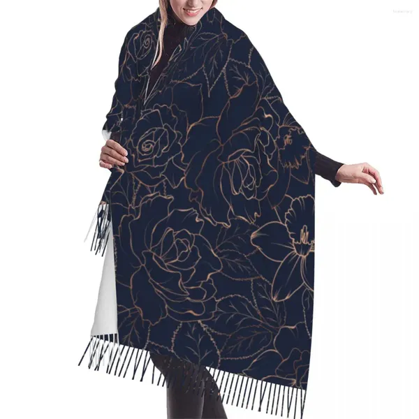 Sjaals Bloemen Lente Roos Pioen Narcis Narcissus Bloom Bladeren Sjaal Winter Lange Grote Kwastje Zachte Wrap Pashmina