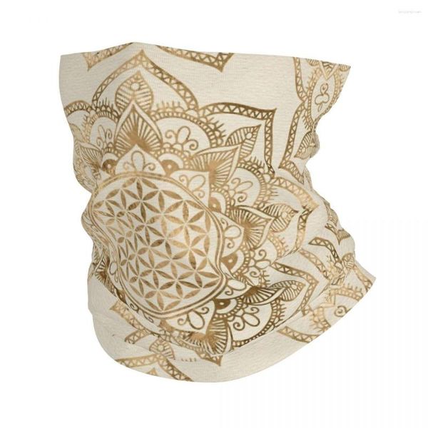 Foulards Fleur de vie Lotus Bandana Cou Gaiter Imprimé Wrap Écharpe Multifonctionnel Masque Randonnée Unisexe Adulte Coupe-Vent