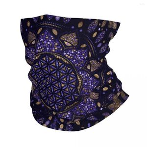 Sjaals Flower Of Life Lotus Dot Art Purples Gold Bandana Neck Cover Magic Sjaal Multifunctionele Fietsen Unisex Volwassene
