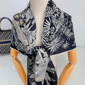 Foulards Motifs de fleurs Hiver Cachemire Foulard en soie Designer Pashmina Femmes Bords roulés à la main Foulards Femme Wraps Étole