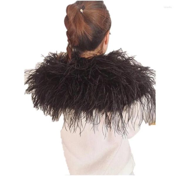 Bufandas Fluffy Real Avestruz Pluma Nupcial Blanco Chales Piel Hombro Envolturas Invierno Boda Noche Fiesta Cape