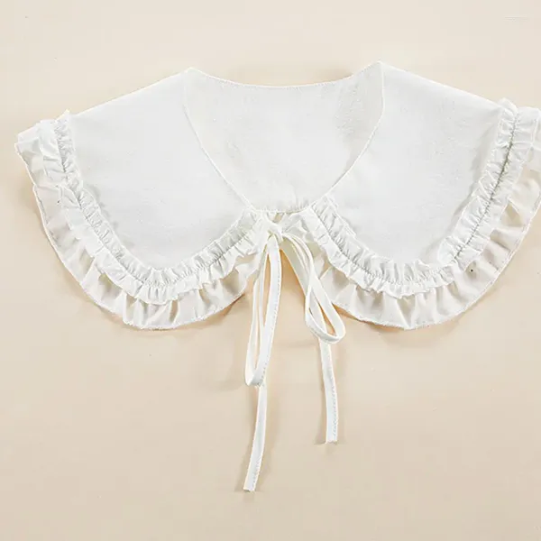 Bufandas para niñas, encantadoras bufandas japonesas de Lolita, volantes, doble capa, envoltura de hombro, cuello falso, accesorios para vestido, chal para mujer