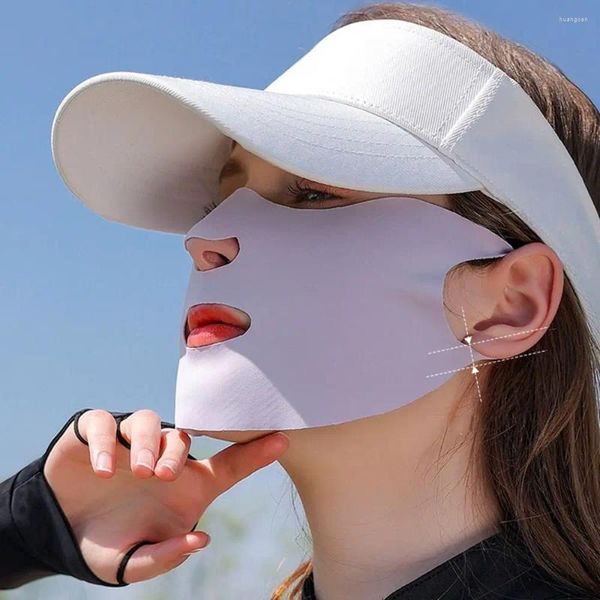 Bufandas para hombres verano al aire libre Color sólido mujeres bufanda de seda Anti-uv cubierta de cara protector solar velo máscara
