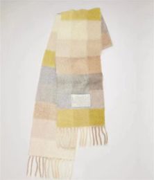 Sjaals voor dames winter warm AC wollen sjaal ontwerper kleurrijke geruite vrouwen groot formaat schal pluizige luxe kasjmier sjaals lange kwasten reizen thermische hj01