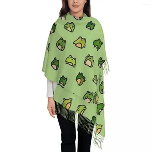 Foulards Grenouilles Doodle Sac À Dos Châle Wraps Femmes Hiver Grande Écharpe Douce Dessin Mignon Pashmina Gland