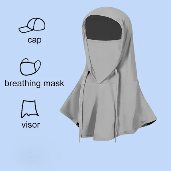 Foulards Masque complet Masque à large bord Protection du cou pour femmes UV Style coréen Chapeau Casquette de soie Crème solaire