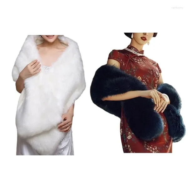 Bufandas Furry Imitación Pieles Mantón Para Mujeres Suave Grueso Felpa Cuello Bufanda Fiesta Hombro Wrap