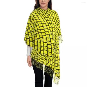 Sjaals geometrische kunst sjaal met lange kwast gele bakstenen wegafdruk warme sjaals en wrap unisex wraps winter y2k cool bandana