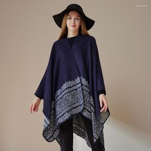 Bufandas ponchos geométricos 2023 Mujeres de cachemir chales y envolturas de invierno