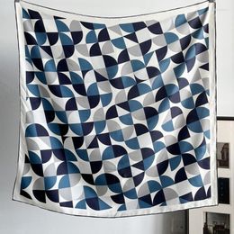 Sjaals Geometrische Print Pure Zijden Sjaal Halsdoek Womens Grote Squre Hoofd Hijab Voor Haar Inpakken 35"x35"