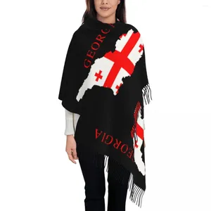 Bufandas Georgia País Mapa Bandera Bufanda Para Mujeres Otoño Invierno Chal Abrigo Largo Grande Con Borla Damas