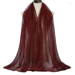 Foulards paillettes Lurex écharpe femmes musulman miroitant Hijab Polyester Maxi châles brillants pour dames robe femme étoles de fête