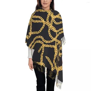 Sjaals gouden ketting sjaal met lange kwastje verbindingen afdrukken houd warme sjaals en wikkelt dames designer hoofddeksel winter retro bufanda