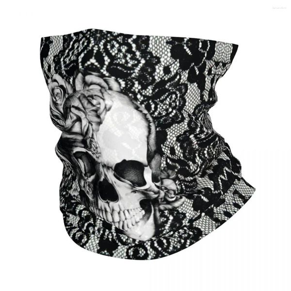 Foulards gothiques dentelle crâne floral roses bandana cou couverture imprimé cagoules visage écharpe bandeau chaud randonnée pour hommes femmes adultes