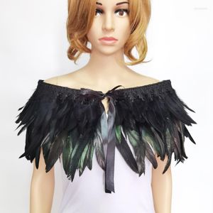 Bufandas góticas gallo pluma chal encogiéndose de hombros collar nupcial dama de honor boda capa abrigo noche vestido de lujo accesorios de fiesta carnaval