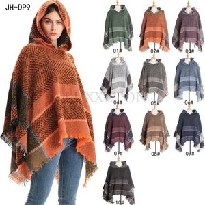 Foulards gothiques femmes printemps automne hiver motif à chevrons dames à capuche châle pull cape écharpe chaud poncho cape pull