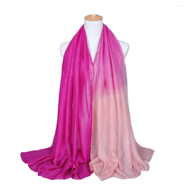 Foulards Écharpe de couleur dégradée Femmes Coton Lin Bali Fil Femme Mince Bronzage Châle et Wraps Lady Tie Dye Hijab Étole