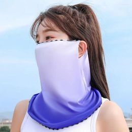 Foulards dégradé crème solaire voile visage masque Gini avec rabat de cou été soie conduite femmes décolleté