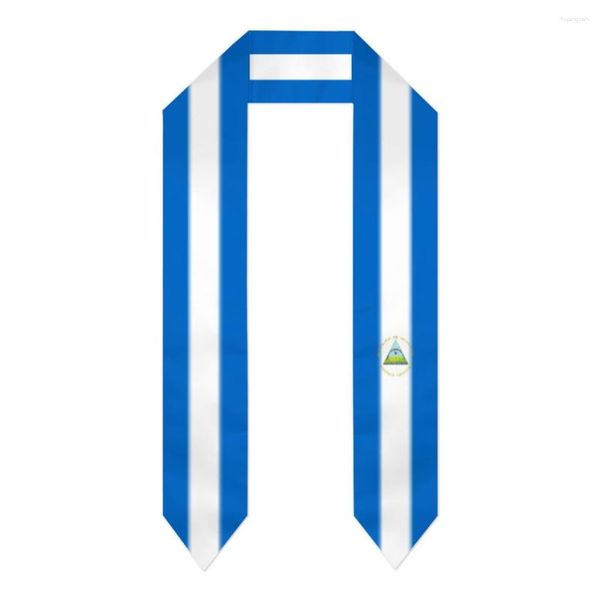 Bufandas Graduación Faja Bandera de Nicaragua Bufanda Chal Estola Azul zafiro con raya de estrella Accesorio de vestido de soltero Cinta 180 14 cm