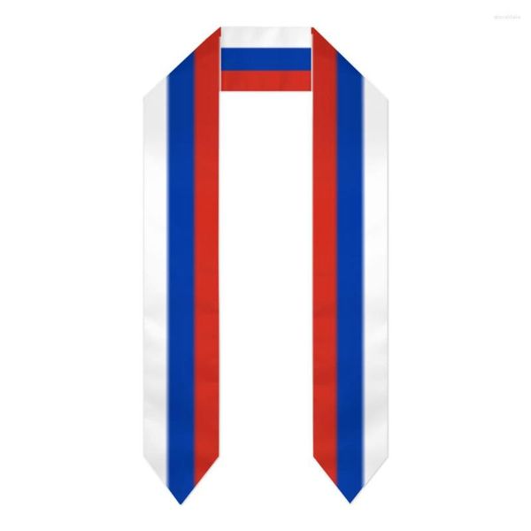 Foulards Graduation Sash Russie Drapeau Écharpe Châle Étole Saphir Bleu Avec Étoile Stripe Bachelor Robe Accessoire Ruban 180 14 cm