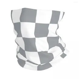 Foulards gris et blanc damier bandana cache-cou imprimé cagoules foulard chaud cyclisme pêche pour hommes femmes adultes lavables