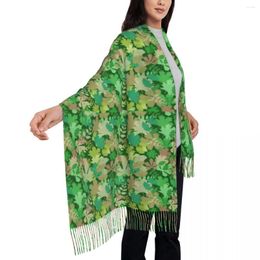 Sjaals groene bladeren sjaal dames bladachtige bos printkop met lange kwade herfst herfst casual sjaal wrap outdoor custom foulard