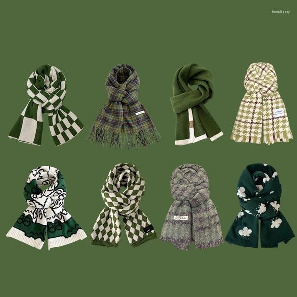 Écharpes Vert Style Automne Hiver Écharpe Classique Cachemire Doux Chaud Chunky Wrap Châle