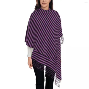 Sjaals Halloween Print Sjaal Met Kwastje Paars Zwarte Streep Warme Sjaals En Wrap Womens Design Grote Herfst Y2k Cool Bandana