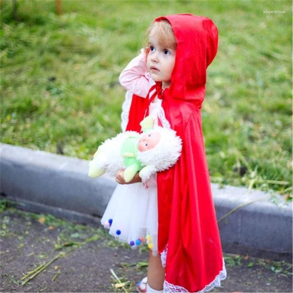 Foulards Halloween Cape rouge pour enfants filles école jouer fête Cape à capuche Costume petits enfants accessoires de rôle