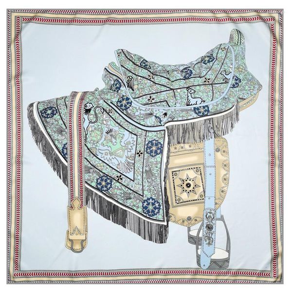 Bufandas enrolladas a mano bufanda de seda de sarga para mujer Prairie Saddle Square Echarpes Foulards Femme Wrap Bandana Hijab chal toalla de playa