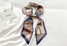 Foulards poignée de luxe Chic cheval longue écharpe en soie femme multifonction bandeau décoratif cravate dragonne sac ceinture 6987861