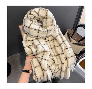 Sjaals hoedhandschoenset sjaal nieuwe aangepaste print checker luxe Digner Soft Men's and Women's Pashima Shawl Pashmina Cashmere Winter