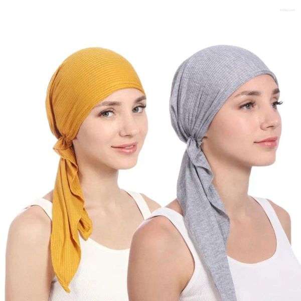 Bufandas Envolturas para la cabeza para mujer Tira Cubierta completa Turbante Sombrero Underscarf Gasa Hijabs Bufanda Musulmán Turbante Islámico