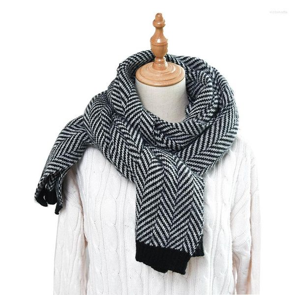 Foulards à chevrons tricotés pour femmes et hommes en automne hiver vente en gros Jh48