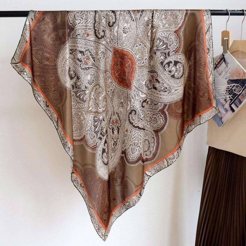 Шарфы Высококачественные элегантные женские изысканные шри-ланкийские стильные качественные атласные шелковые шарфы с скрученным вручную краем большой квадратный шарф шаль