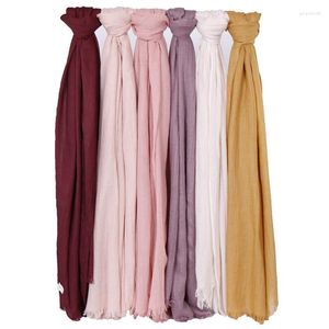 Foulards de haute qualité bandeau Long 190 120 cm mode doux lin coton écharpe châles musulman grand Hijab plaine enveloppes