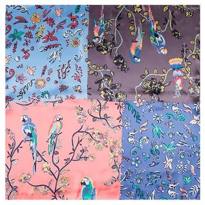 Foulards Haute Qualité Matagorda 23 Pouces Femme Écharpe Imité Soie Satin Carré Birdie Fleur Motif Hijab Ascot Cravate