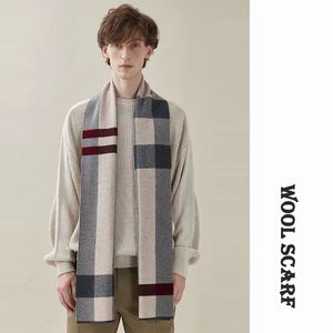 Sjaals Hoge Kwaliteit Mannen Sjaal Herfst Winter Plaid Gebreide Wol Uitlaat Mannelijke Business Klassieke Dikke Warme Sjaal Heren Chrismas Gift 230921