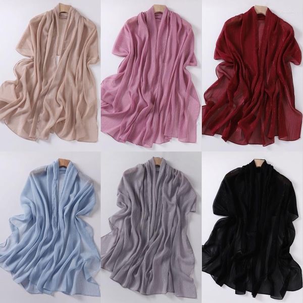 Foulards de haute qualité femmes musulmanes Hijabs miroitant argent châles longue écharpe malaisie islamique foulard enveloppes accessoires