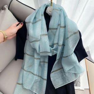 Sjaals Hoge Kwaliteit Streep Zijden Sjaal Wol Pashmina Vrouwen Sjaals Wraps Borduren Dame Winter Bandana Foulard Echarpe Hijab