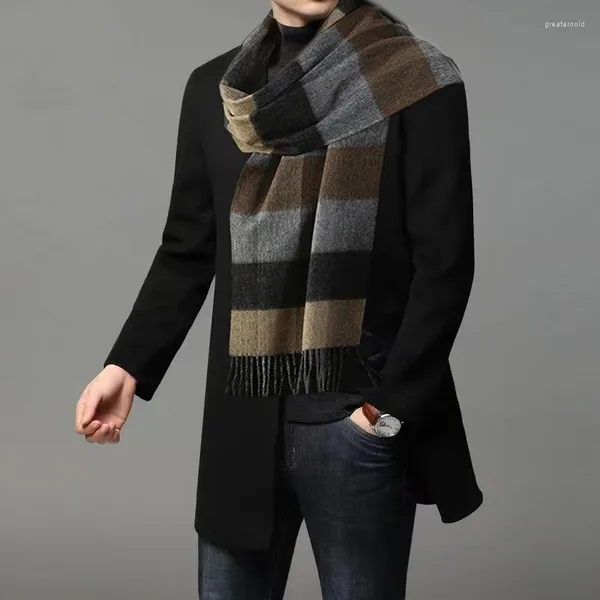 Écharpes de haute qualité écharpe en laine hommes épais plaid doux chaud femmes enveloppes classique affaires silencieux hiver gland châle mâle