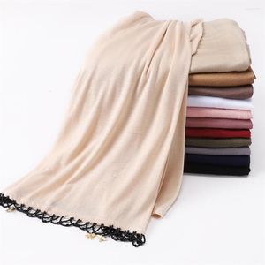 Foulards Hijabs écharpe fait à la main perlé abeille couleur unie châles bandeau Hijab bulle lourd modal enveloppes foulard