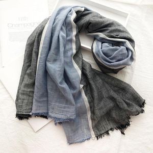 Sjaals raken kleurstreep katoenen linnen voor vrouwen en mannen dun licht sjaal dame gemakkelijk kunstzinnige sjaal wraps bufanda 2023 s