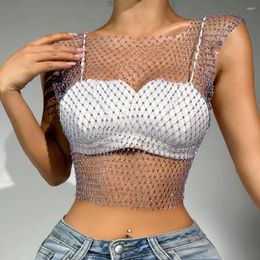 Bufandas ahuecadas hacia fuera malla brillante top verano básico negro gótico sin tirantes ropa interior de mujer