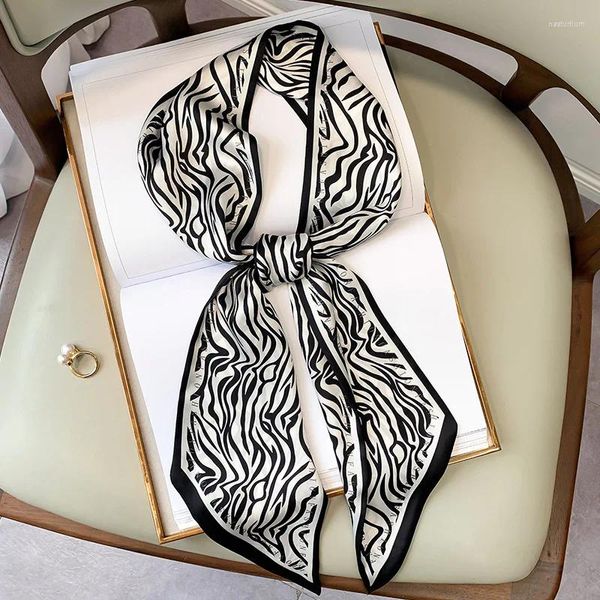 Écharpes créatrice de tête de cheval Luxury femme motif de mode biseauté de soie écharpe féminine mince et longue