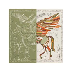 Sjaals Paard Print Natuurlijke Moerbei Zijden Sjaal Twill Handgerolde Bandana 110 cm Zomer Hoofd Luxe Dames Ontwerpers Sjaals 230927