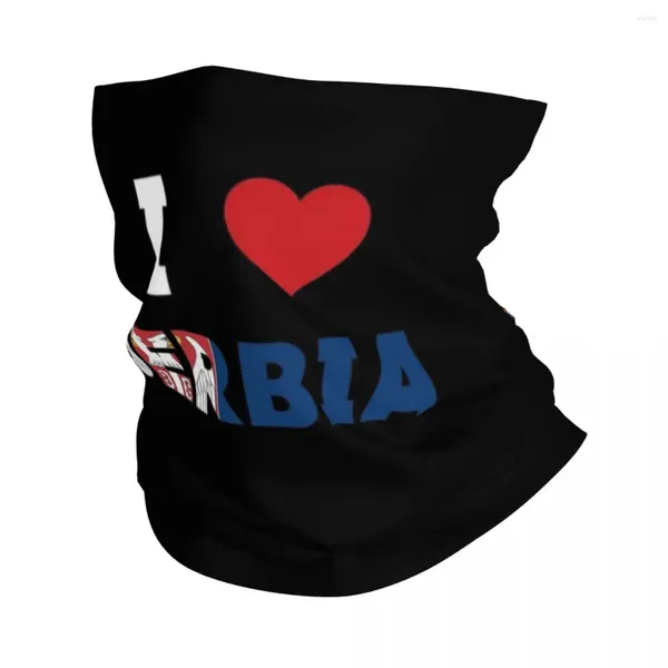 Écharpes J'aime la Serbie Coeur rouge avec drapeau Bandana Cou Guêtre Imprimé Cagoules Masque Écharpe Écharpe Chaude Pour Hommes Femmes Adultes