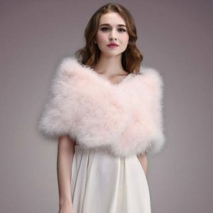 Sjaals Ianlan Casual Solid Strich Feather Shawl Wrap for Women Bride Wedding Stole Ladies Real Turkije Fur Il00035 247r