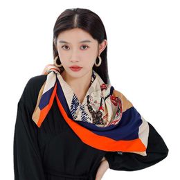 Des écharpes imitent la soie en serre écharpe unisexe homme femmes châle de cheval vintage volée hijab carré bandana 90 * 90cm l230302