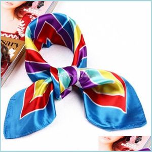 Foulards Imité Soie Foulard Carré Coiffe Cou Satin Foulards Mode Femmes Costume D'affaires Wraps Châle Foulard Drop Delivery Acces Dhahj